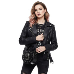Black Studded Skull Mini Crossbody Bag