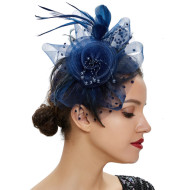 Navy Veil Feather Fascinator Headband Navy Veil Feather Fascinator Headband