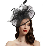 Black Polka Dot Veil Fascinator