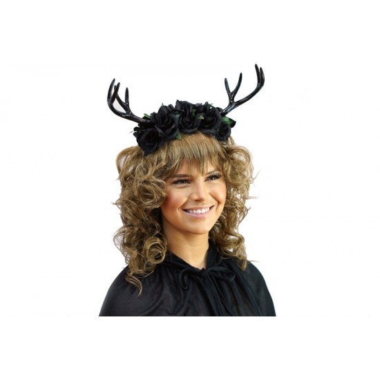 Black Rose Antler Headband