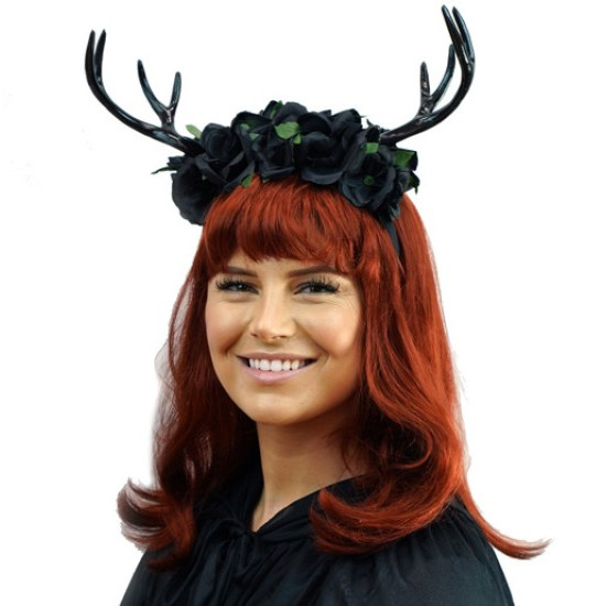 Black Rose Antler Headband