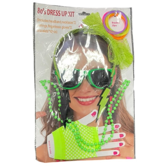 Green Neon 80s Dress-Up Kit Green Neon 80s Dress-Up Kit