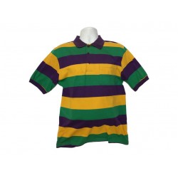 Mardi Gras Striped Polo Shirt - XXL Mardi Gras Striped Polo Shirt - XXL