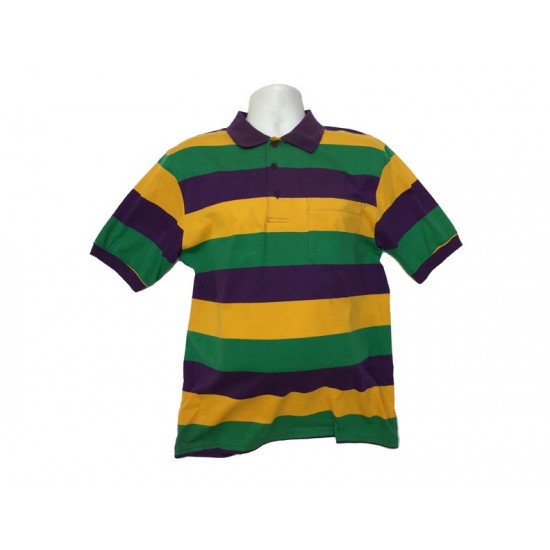 Mardi Gras Striped Polo Shirt - XXL