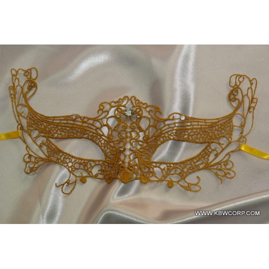 Yellow Filigree Lace Mask