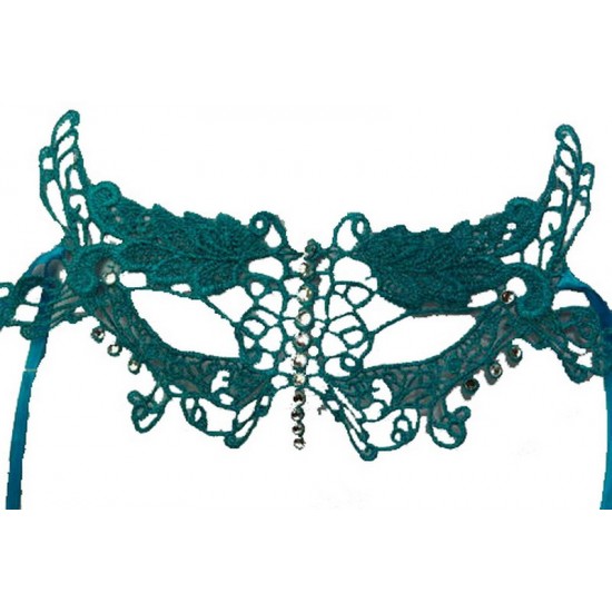 Sky Blue Leaf Lace Mask
