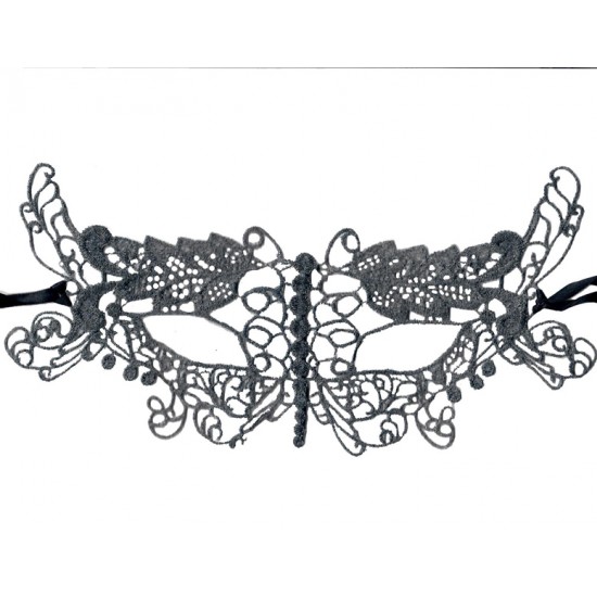 Grey Leaf Lace Mask