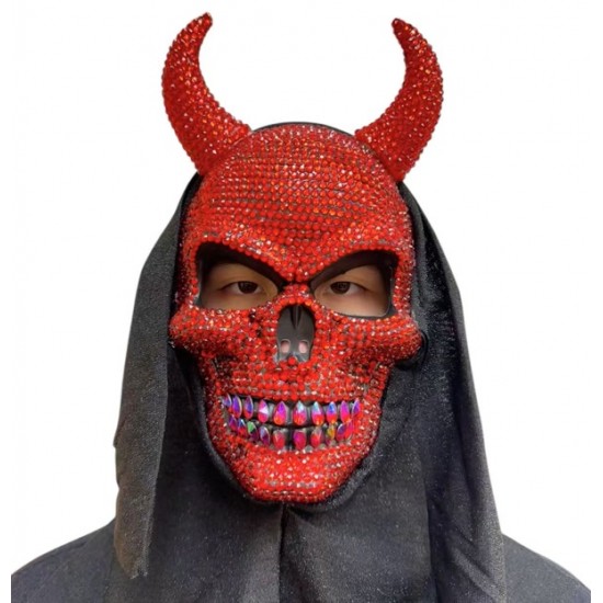 Red Rhinestone Devil Skull Mask Red Rhinestone Devil Skull Mask