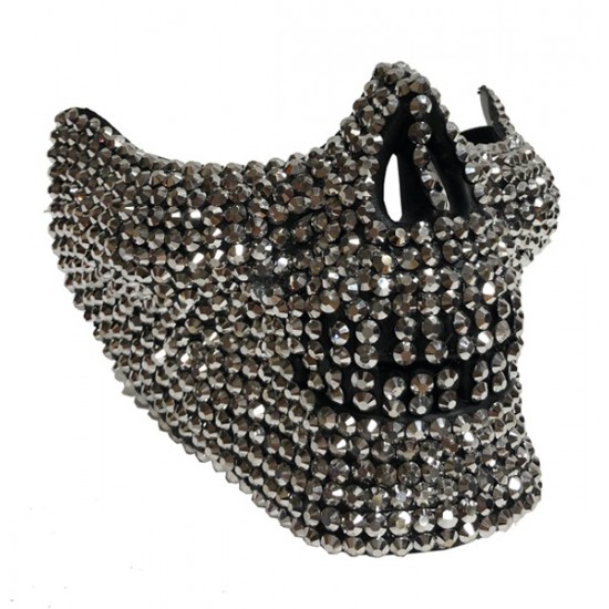 Silver Rhinestone Skull Half Mask Silver Rhinestone Skull Half Mask