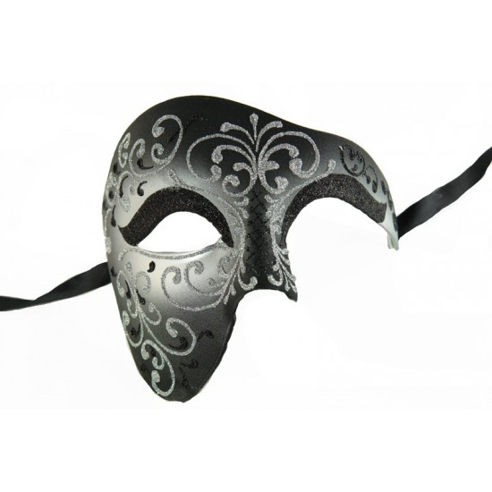 Silver Venetian Half Face Mask