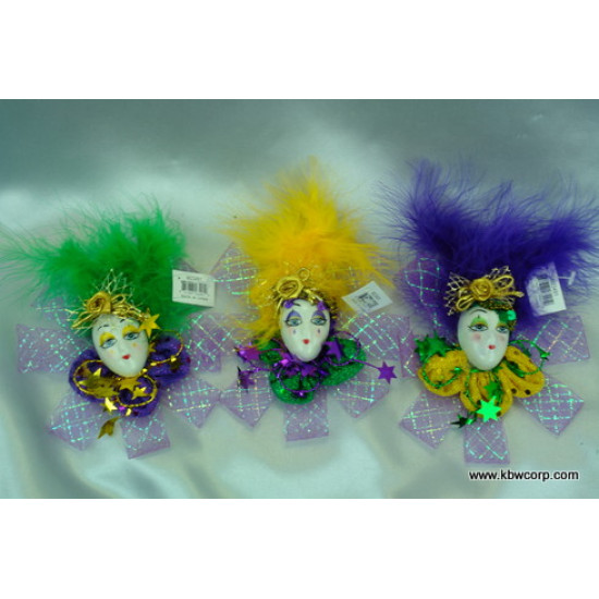 Mardi Gras Mini Face Pins - Assorted
