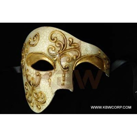 Gold White Baroque Phantom Mask