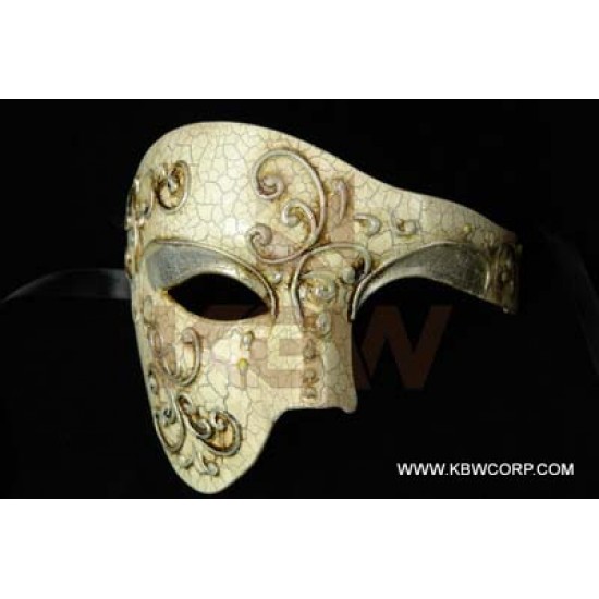 Silver White Baroque Phantom Mask