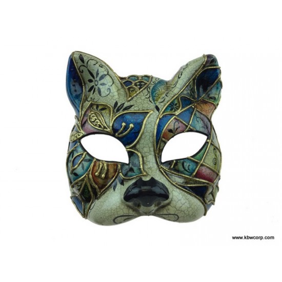 Blue Venetian Mosaic Cat Mask