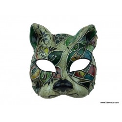 Green Venetian Mosaic Cat Mask
