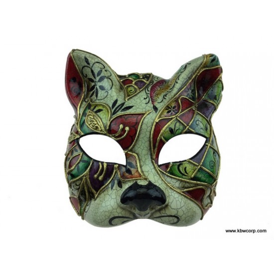 Red Venetian Mosaic Cat Mask