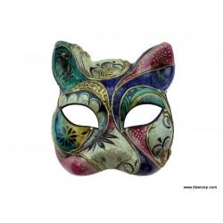 Green Artful Venetian Cat Mask