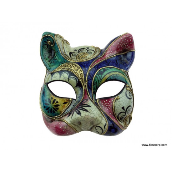 Green Artful Venetian Cat Mask Green Artful Venetian Cat Mask