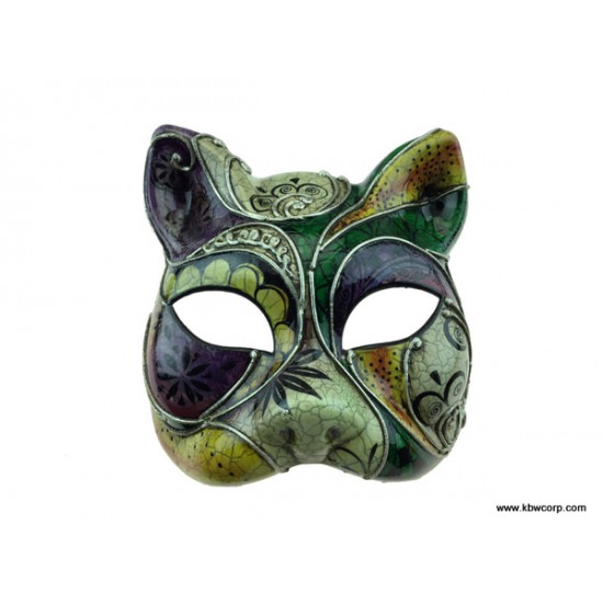 Purple Artful Venetian Cat Mask