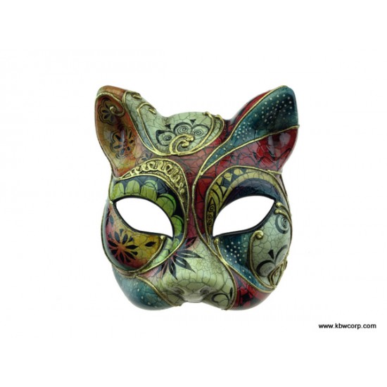 Red Artful Venetian Cat Mask