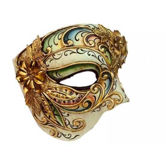 Gold Floral Venetian Mask