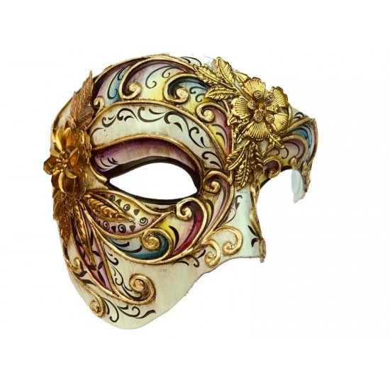 Red Floral Venetian Mask