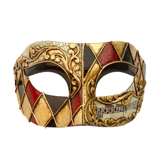 Gold & Black Diamond Pattern Venetian Mask
