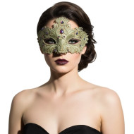 Gold Elegant Lace Mask with Gems