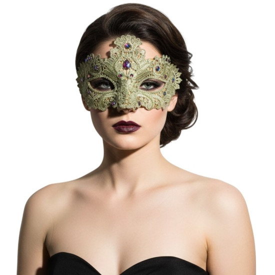 Gold Elegant Lace Mask with Gems