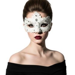 White Elegant Lace Mask with Gems