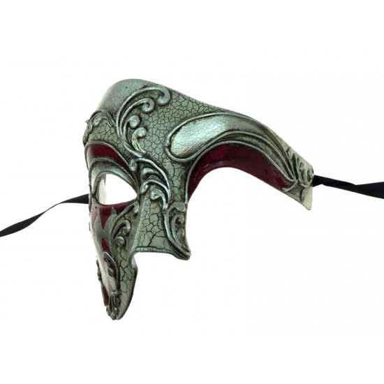 Red & Silver Classic Venetian Mask