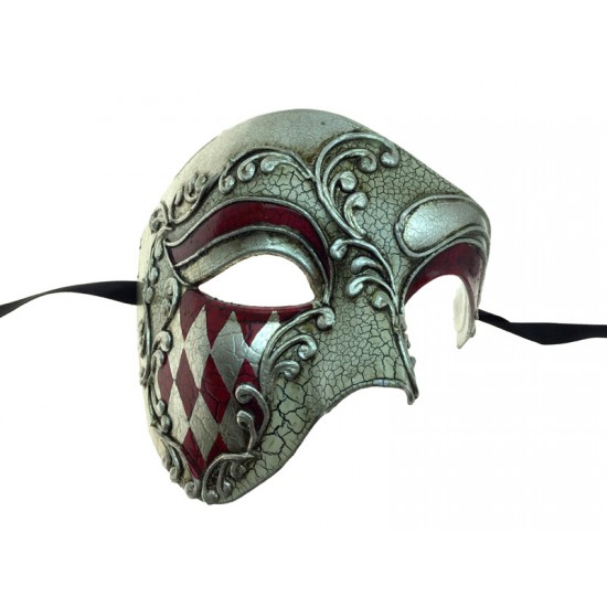 Red & Silver Classic Venetian Mask