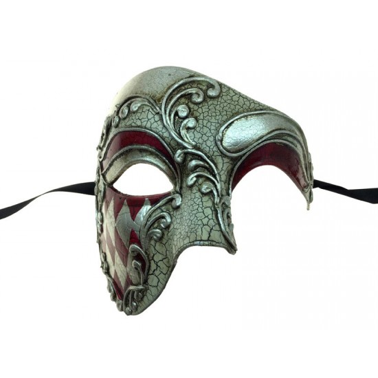 Red & Silver Classic Venetian Mask
