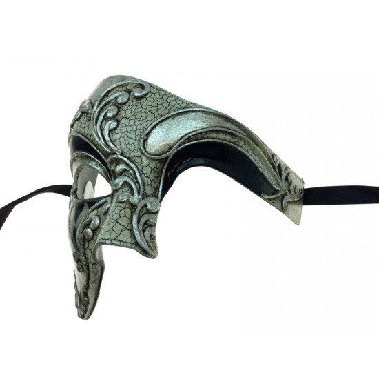 Silver & Black Classic Venetian Mask