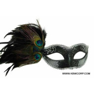 Black Mask with Peacock Feather