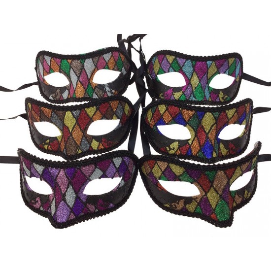 Diamond Venetian Masquerade Masks - Assorted