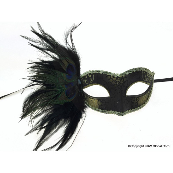 Black & Gold Feather Mask