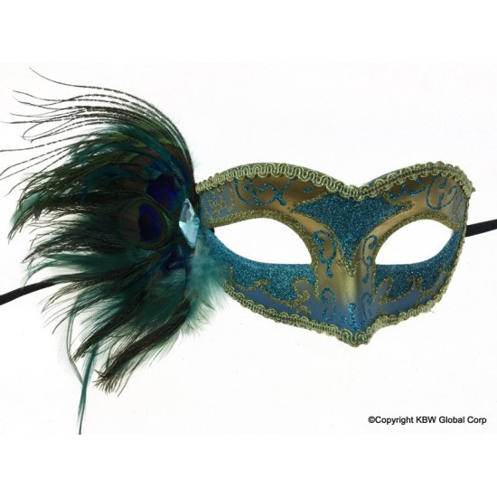 Sky Blue Feather Mask