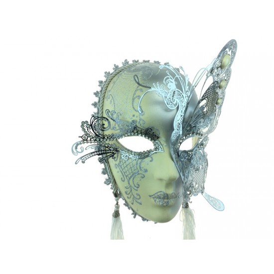 White & Silver Butterfly Mask
