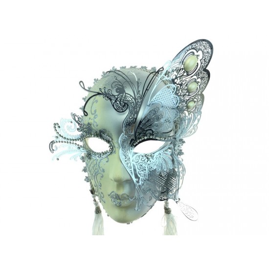 White & Silver Butterfly Mask
