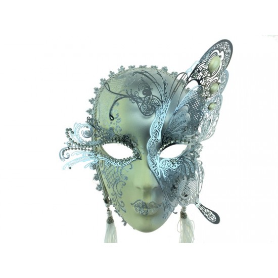 White & Silver Butterfly Mask