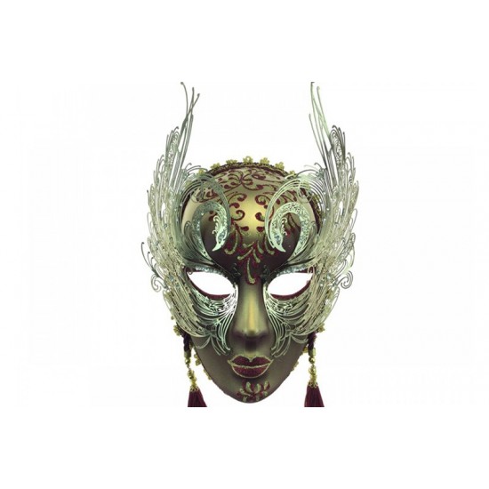 Burgundy & Gold Winged Mask