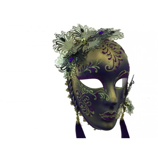 Purple & Gold Floral Mask