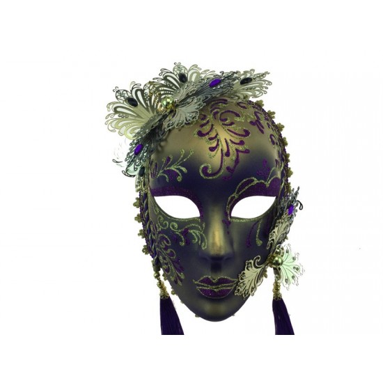 Purple & Gold Floral Mask