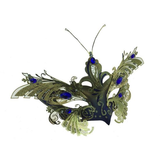 Gold & Blue Butterfly Half Face Mask