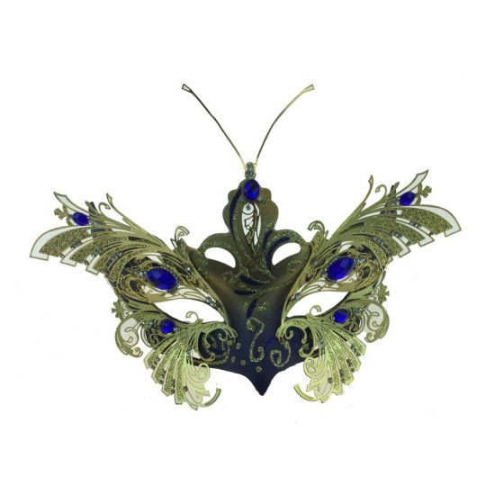 Gold & Blue Butterfly Half Face Mask
