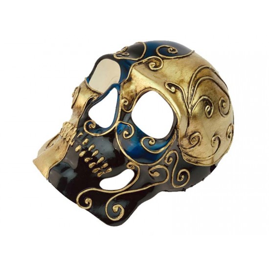 Blue & Gold Venetian Skull Mask