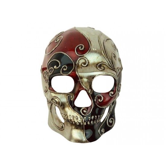 Red & Silver Venetian Skull Mask
