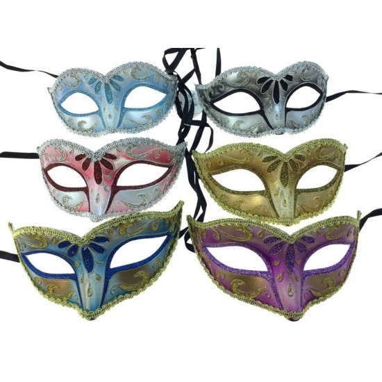 Glitter Venetian Half Face Mask - Assorted