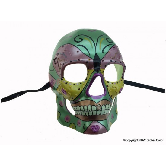 Metallic Green and Pink Skull Mask